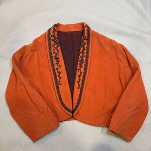 Rust Orange Cropped Bolero Jacket Beaded Embellished Gothic Cottagecore